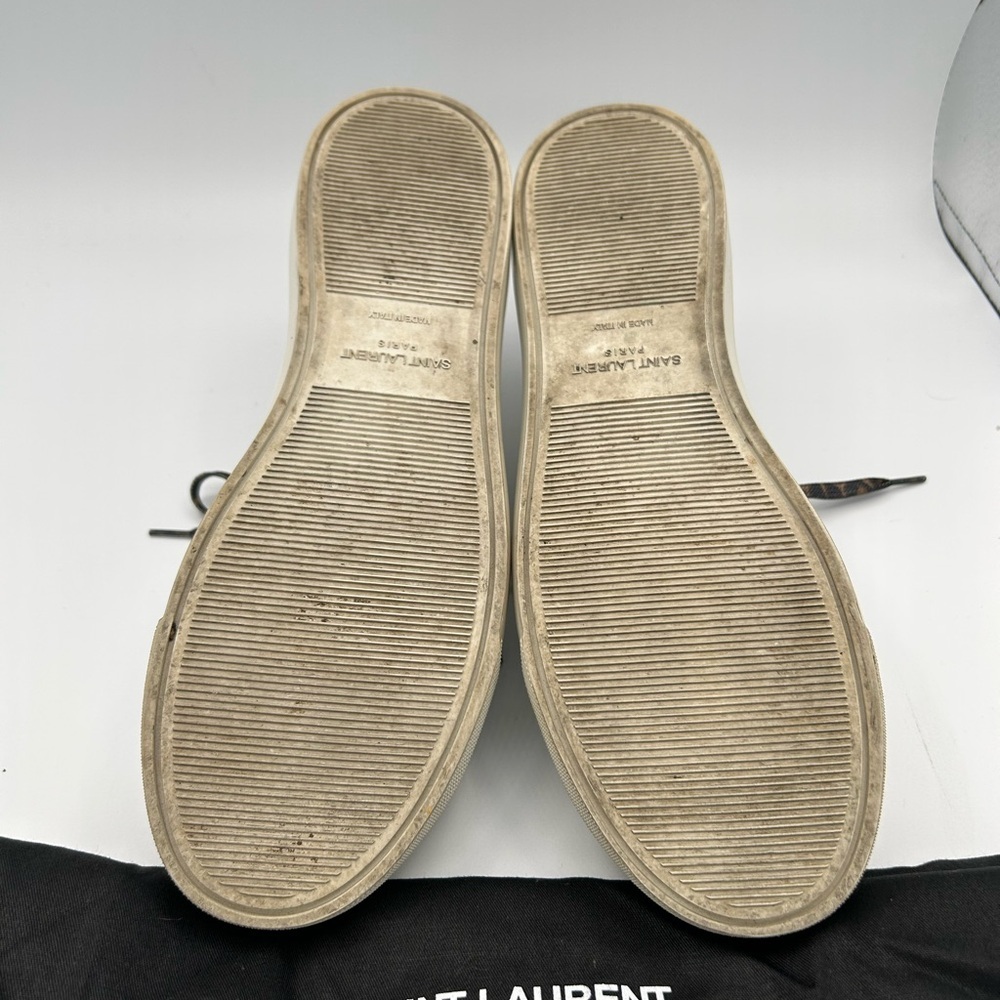 Saint Laurent Sz 39 White Sneakers Shoes Leopard Print Designer Luxury Fall - Picture 7 of 10